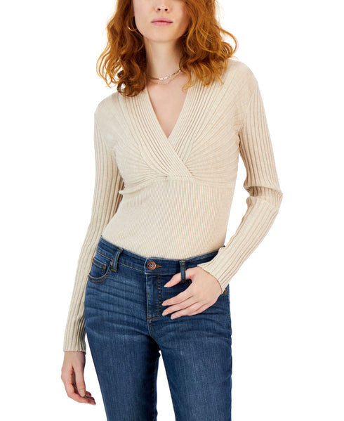 International Concepts Womens Ribbed Surplice Pullover Sweater